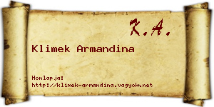 Klimek Armandina névjegykártya